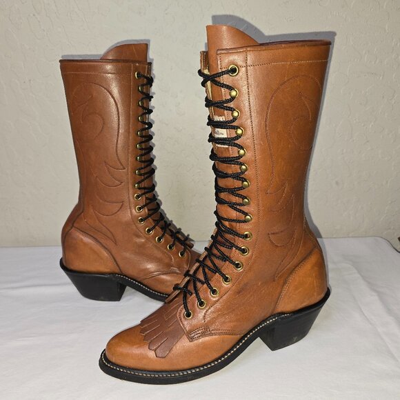 OLATHE Women's Vintage Brown Leather Lace Up Kiltie Packer Boots Size 5 B - Picture 12 of 12